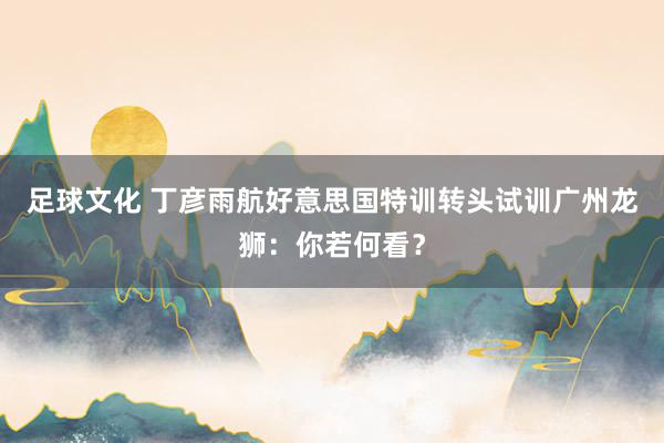 足球文化 丁彦雨航好意思国特训转头试训广州龙狮：你若何看？