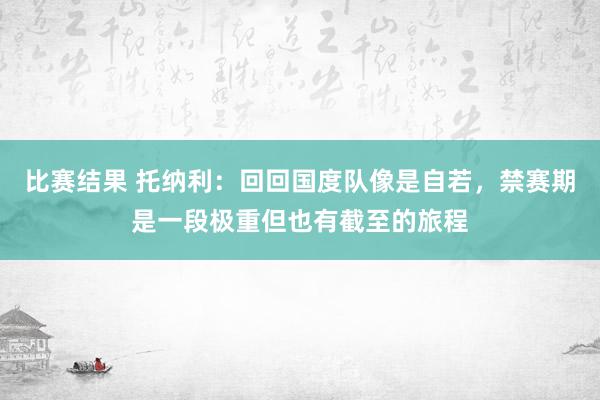 比赛结果 托纳利：回回国度队像是自若，禁赛期是一段极重但也有截至的旅程