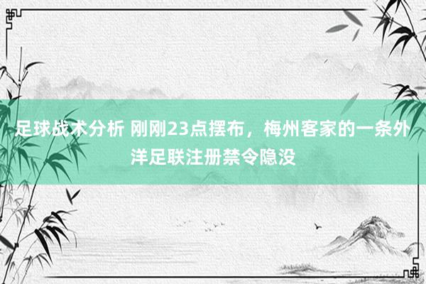 足球战术分析 刚刚23点摆布，梅州客家的一条外洋足联注册禁令隐没