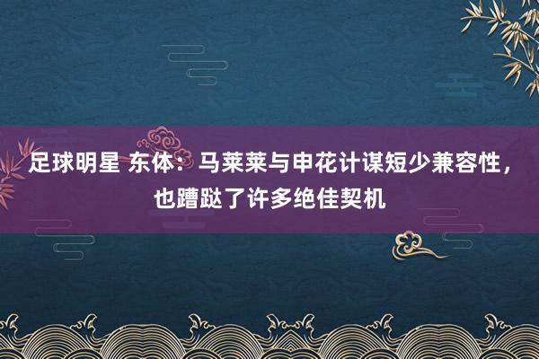 足球明星 东体：马莱莱与申花计谋短少兼容性，也蹧跶了许多绝佳契机