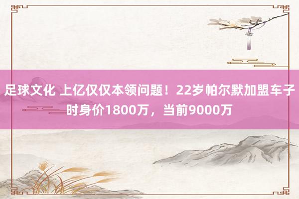 足球文化 上亿仅仅本领问题！22岁帕尔默加盟车子时身价1800万，当前9000万