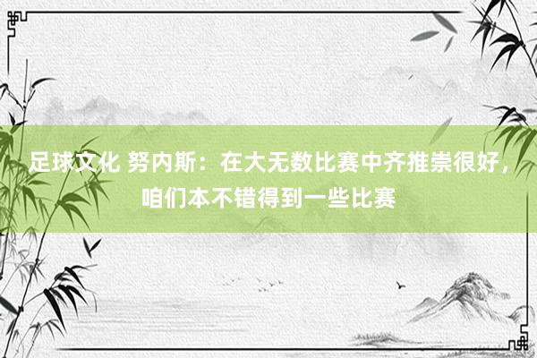 足球文化 努内斯：在大无数比赛中齐推崇很好，咱们本不错得到一些比赛