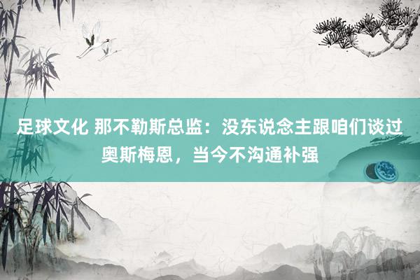 足球文化 那不勒斯总监：没东说念主跟咱们谈过奥斯梅恩，当今不沟通补强