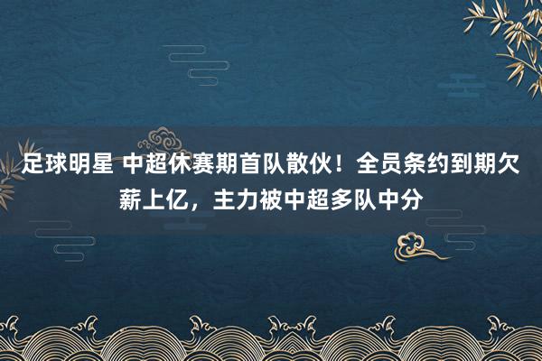 足球明星 中超休赛期首队散伙！全员条约到期欠薪上亿，主力被中超多队中分