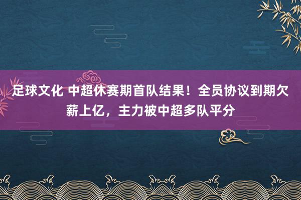 足球文化 中超休赛期首队结果！全员协议到期欠薪上亿，主力被中超多队平分